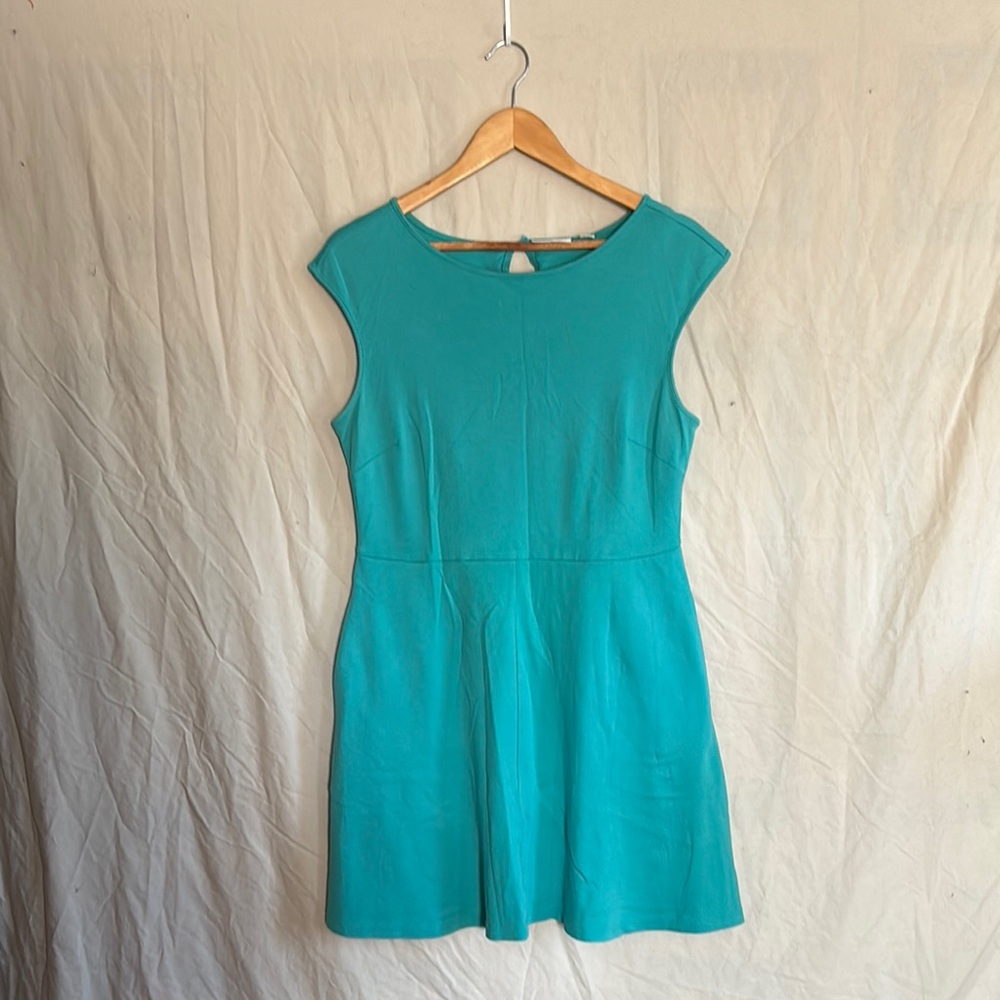 New York & Company Teal Cap Sleeve Mini Dress